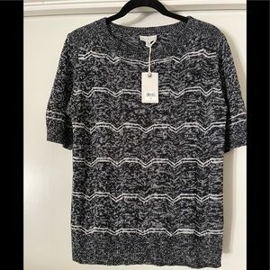 Lucky Brand Navy/White Short Sleeve Knit Top